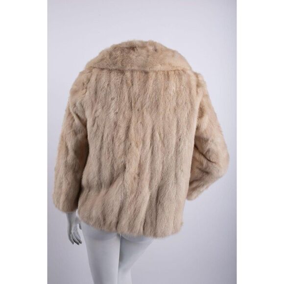 Vintage Cropped Rabbit Fur Blonde Jacket Coat - Picture 3 of 8